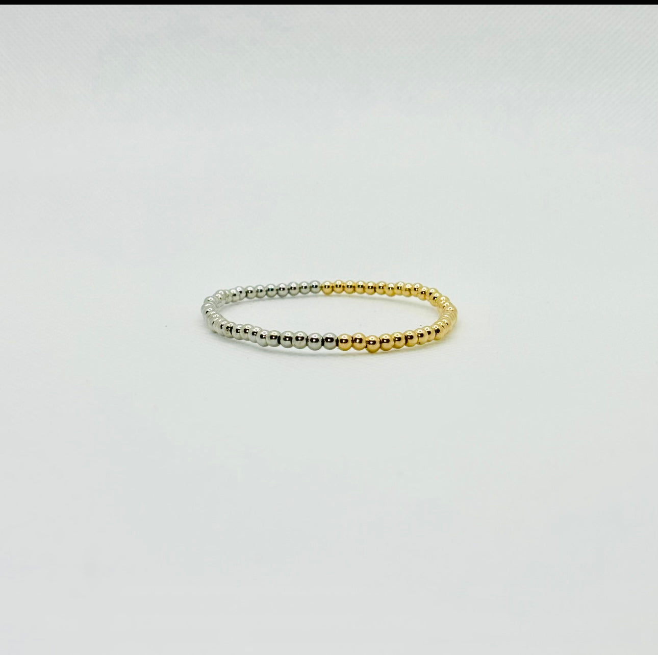 Gold Filled 3mm Two-Tone Stretchy Beaded Bracelet