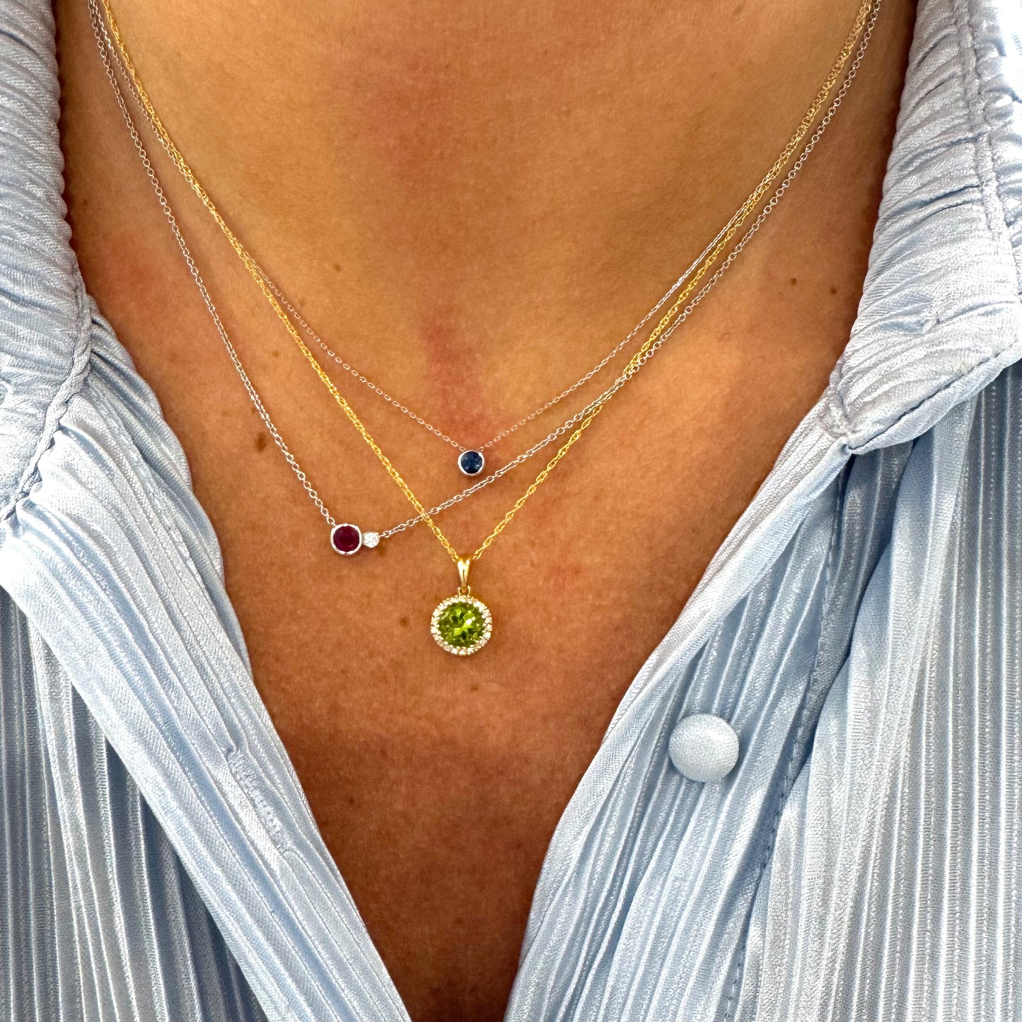 Ruby and Diamond Bezel Pendant