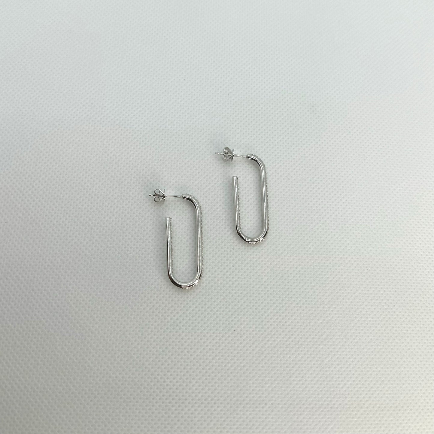 Elongated White Gold Diamond Earrings