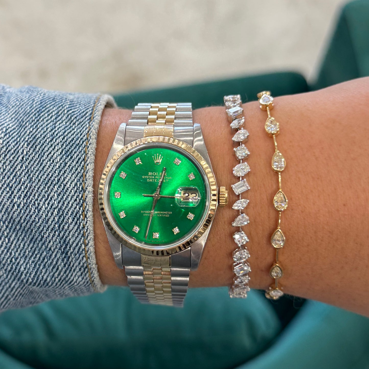 3.25ct Natural Diamond Pear Cut Bezel Bracelet