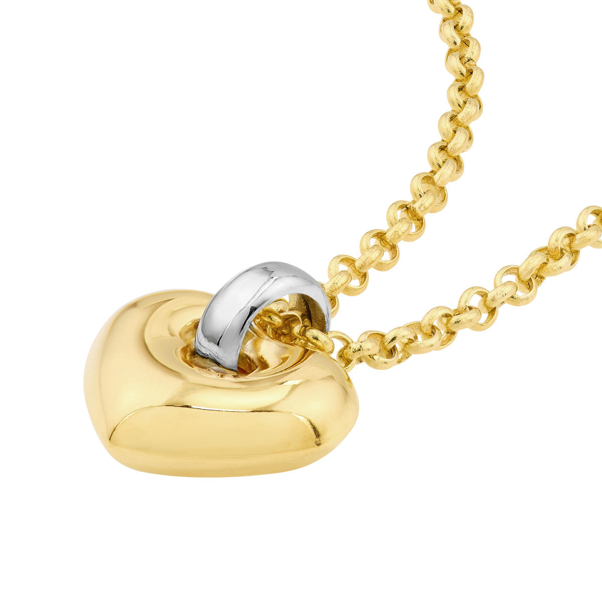 Two-Tone Puffy Heart Necklace