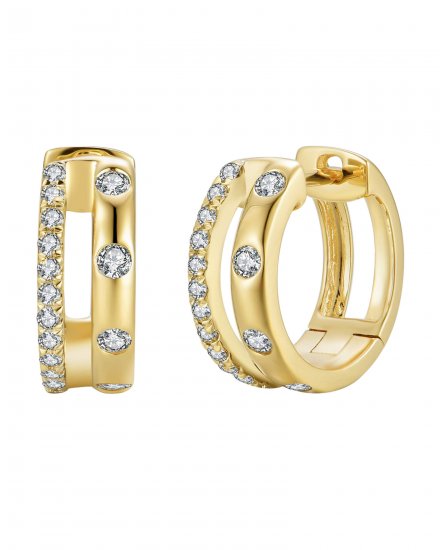 Double Diamond Huggie Earrings