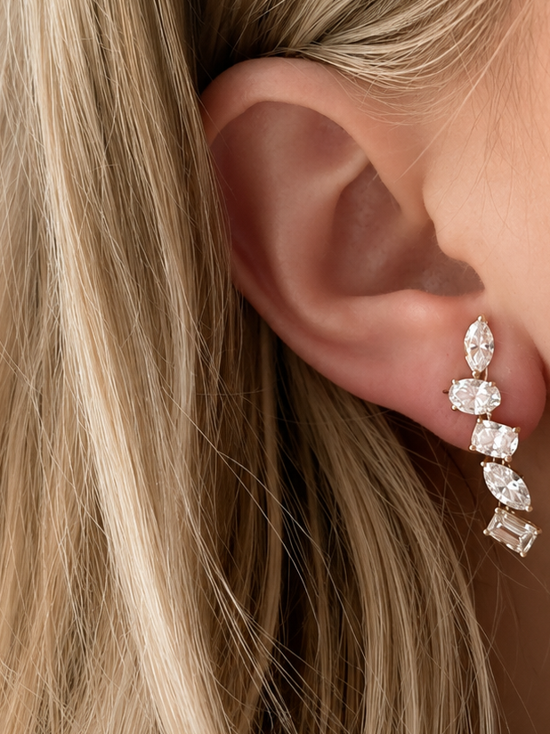 Mixed-Cut Lab Diamond Drop Earrings