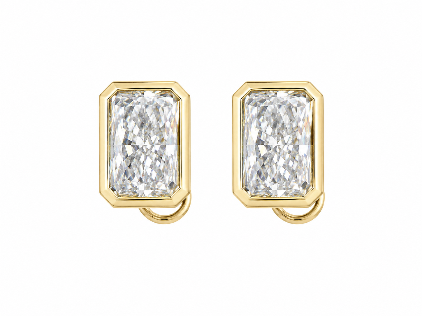 Bezel Set Emerald Stud Earrings
