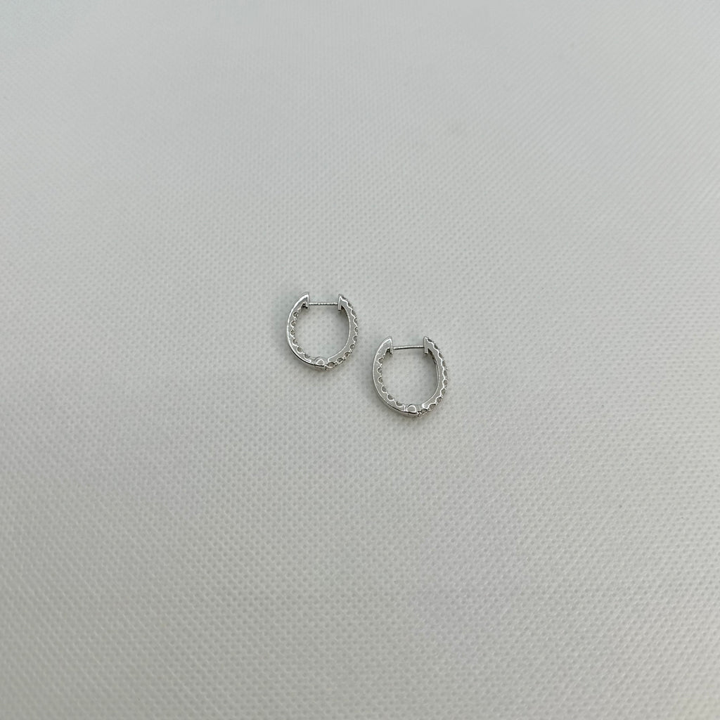 Inside Out Diamond Shared Prong Hoops
