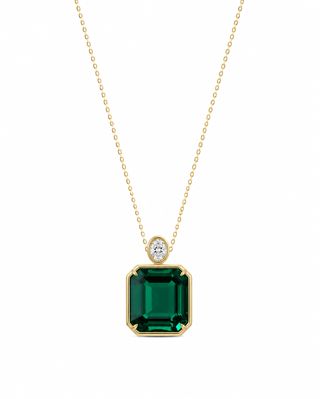 Emerald & Diamond Bezel Pendant