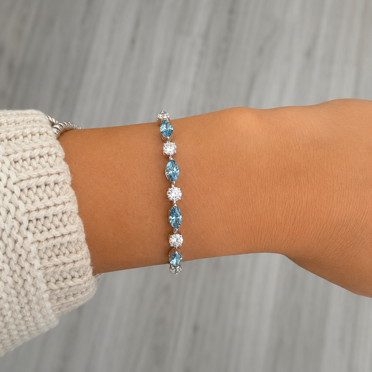Blue & White Lab Diamond Bracelet