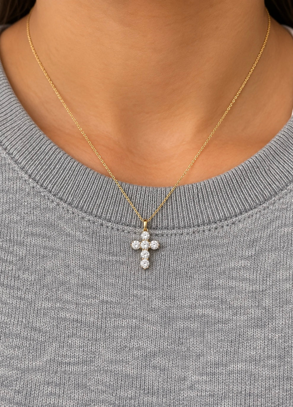 1 CTW Lab Grown Diamond Cross Pendant
