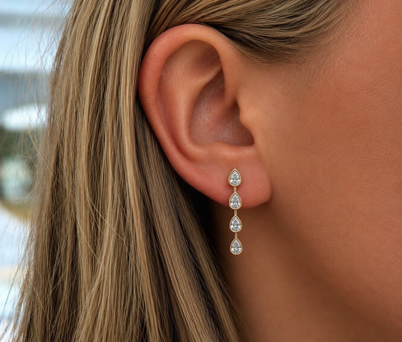 Pear Lab Diamond Bezel Drop Earrings