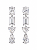 Mixed-Cut Lab Diamond Drop Earrings