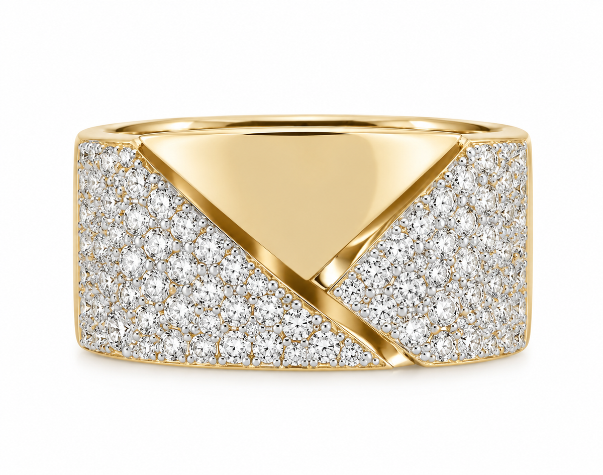 Diamond Pavé Geometric Statement Ring
