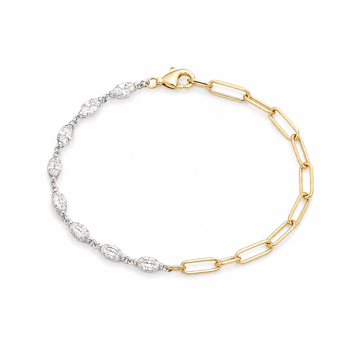 Marquise & Paperclip Link Bracelet