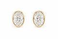 2 CTW Lab Grown Oval Diamond Bezel Stud Earrings