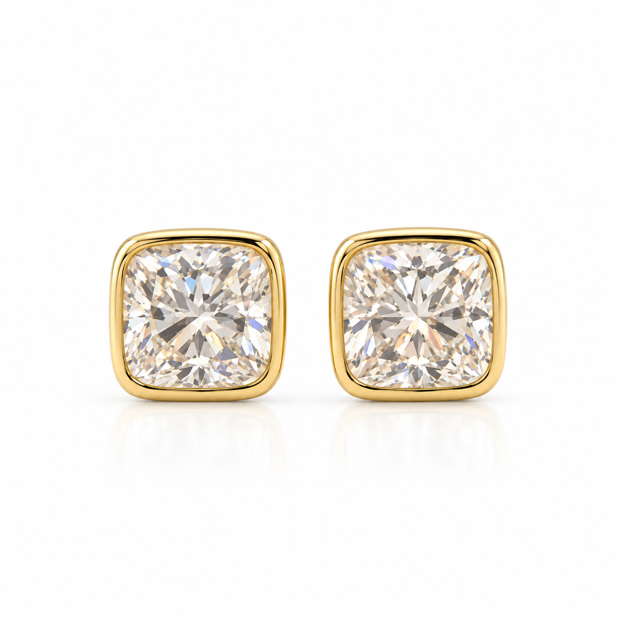 Bezel Set Cushion Stud Earrings