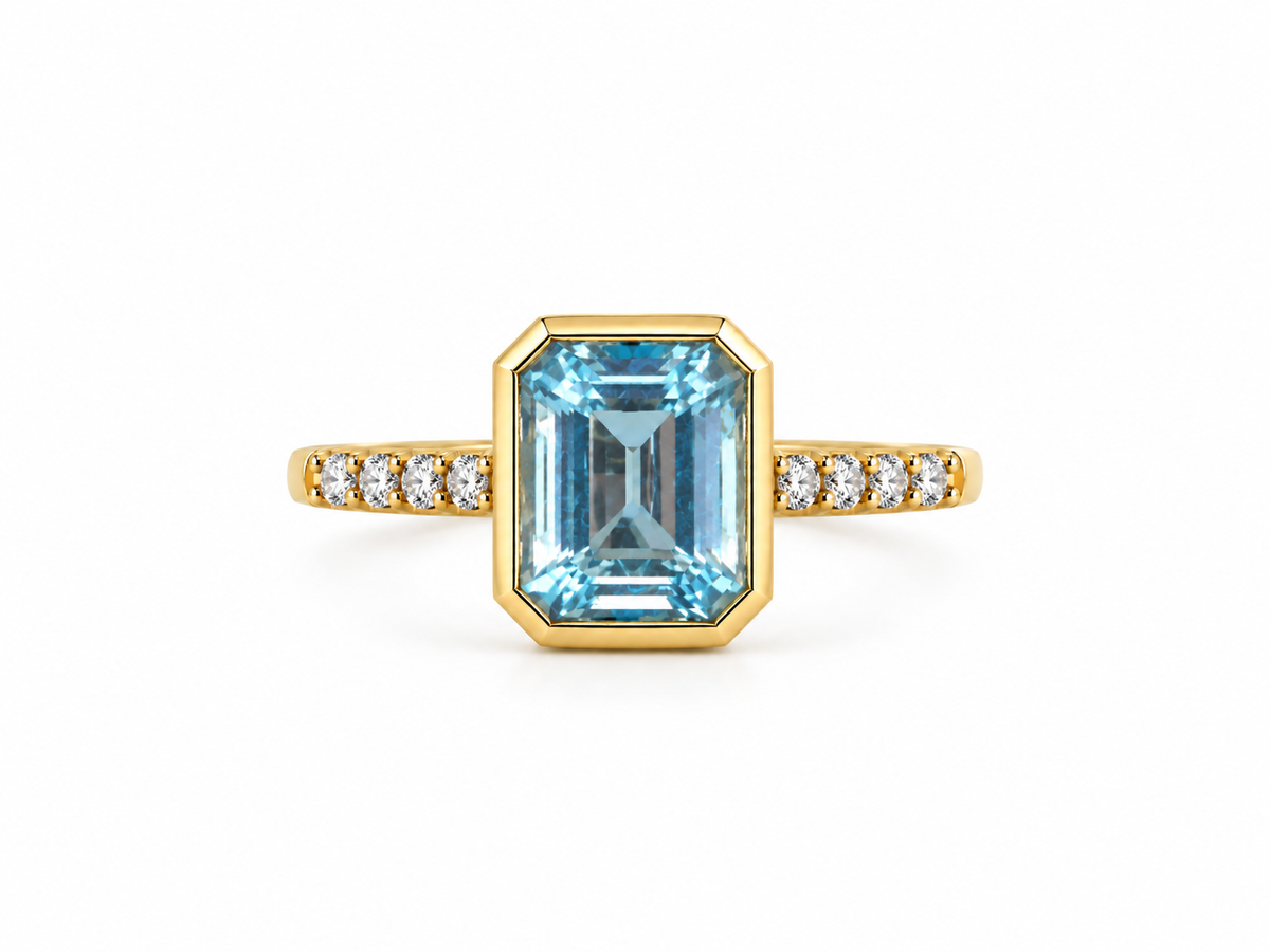 Sky Blue Topaz Emerald Cut Ring