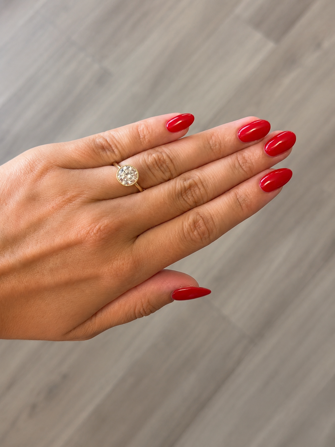 Round Lab Diamond Bezel Ring
