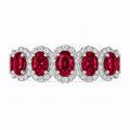 Gemstone & Diamond Halo Eternity Band