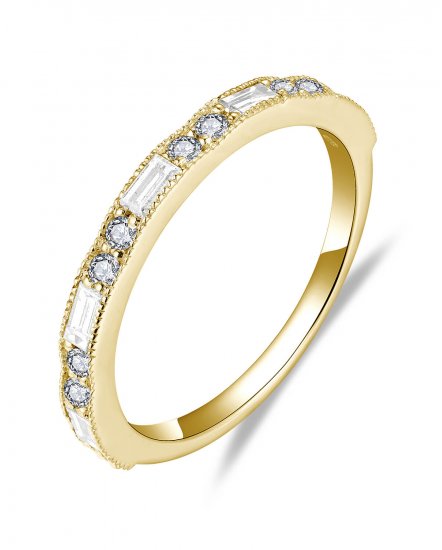 Baguette and Round Diamond Channel Set Band