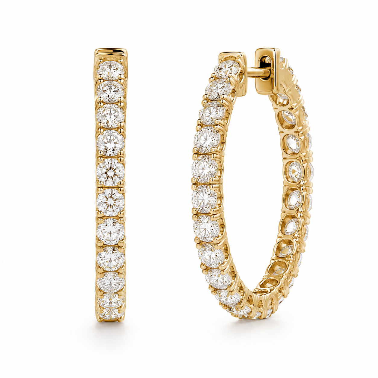 Yellow Gold Diamond Hoops