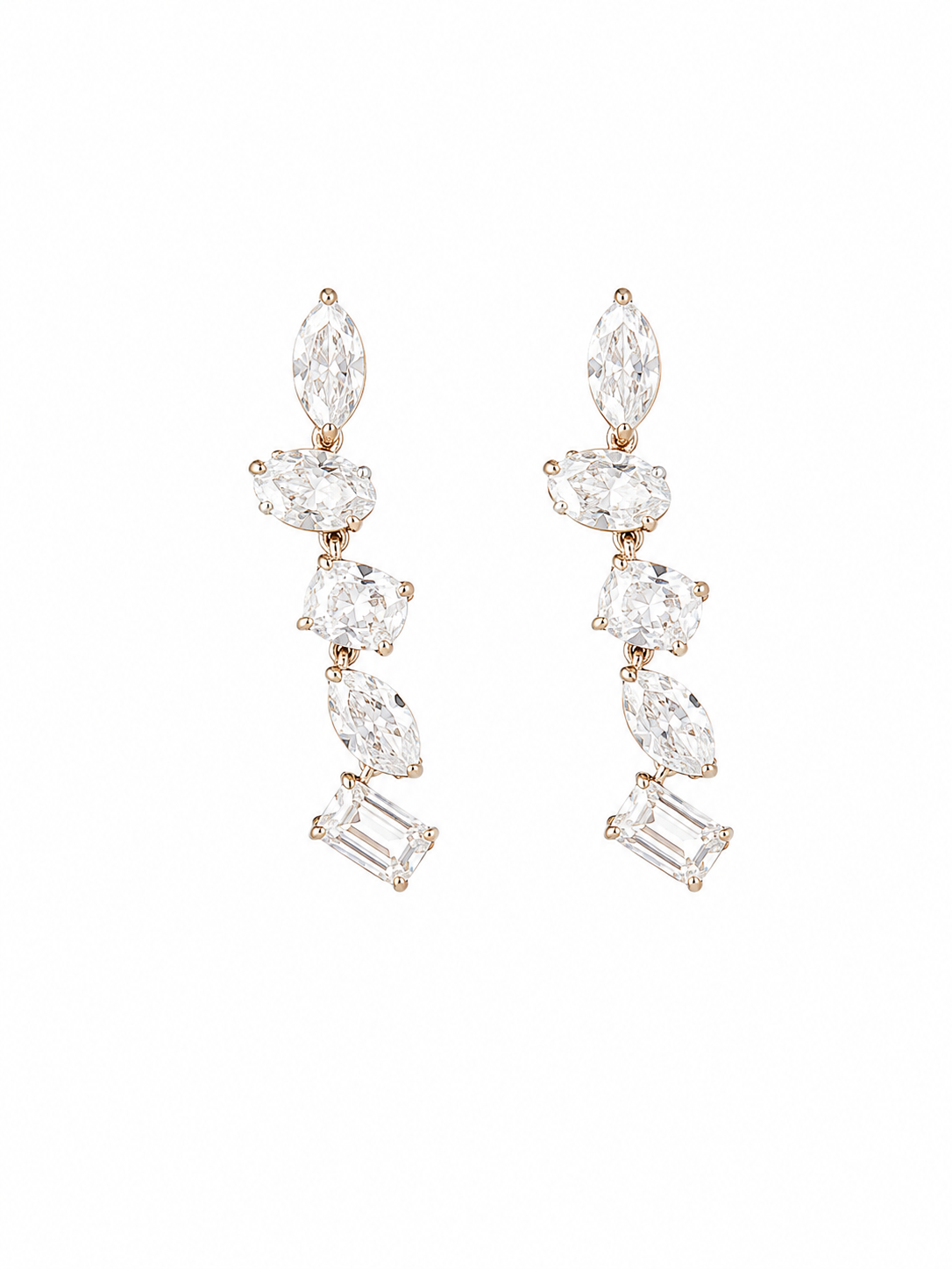 Mixed-Cut Lab Diamond Drop Earrings