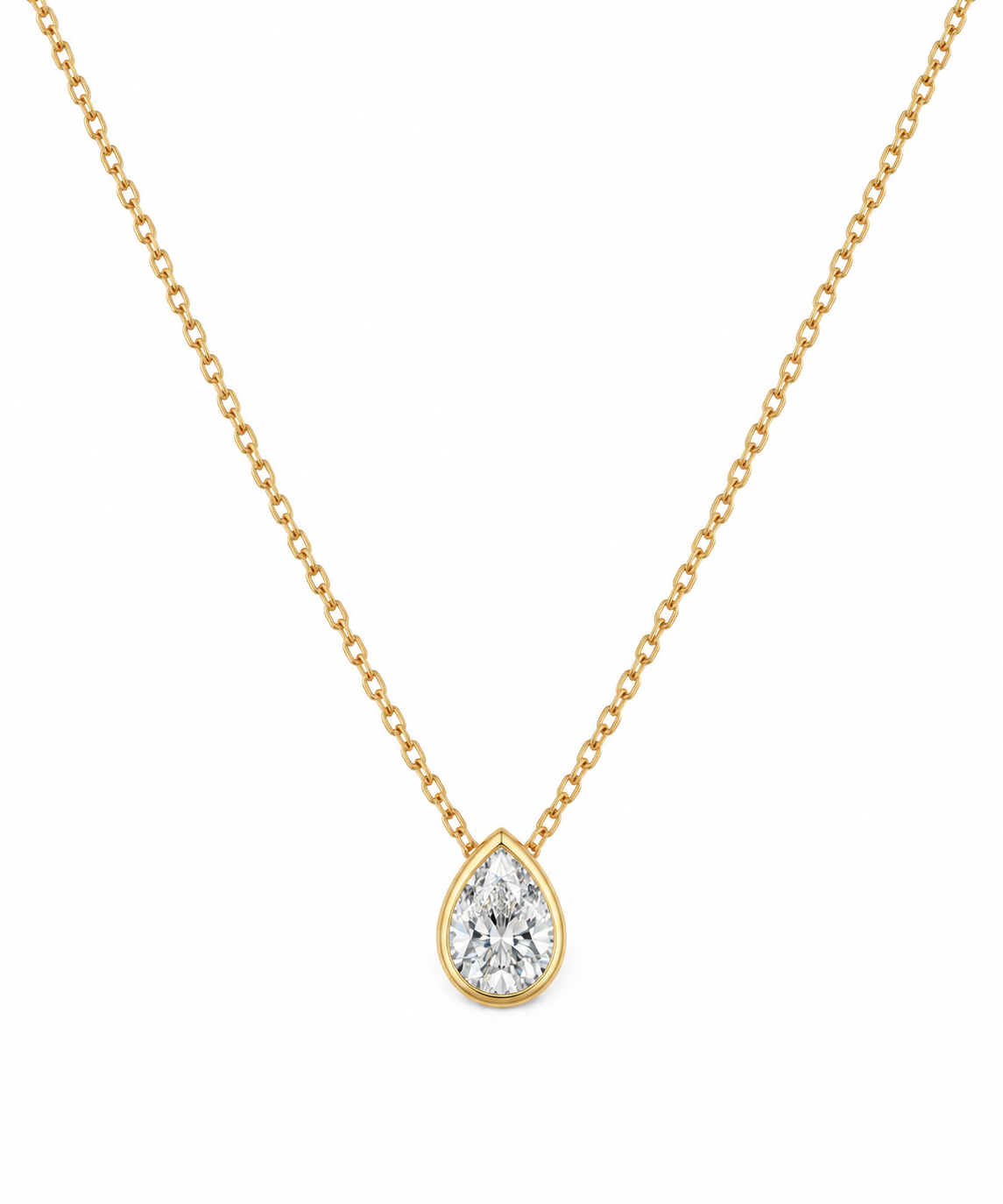 1 CT Lab Grown Pear Diamond Bezel Pendant