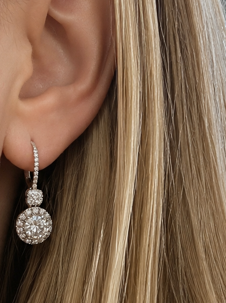 Halo Lab Diamond Drop Earrings