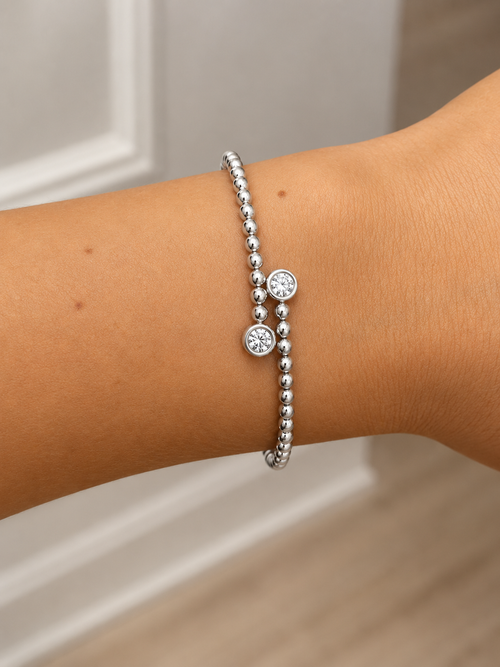 Bezel Diamond Beaded Bangle