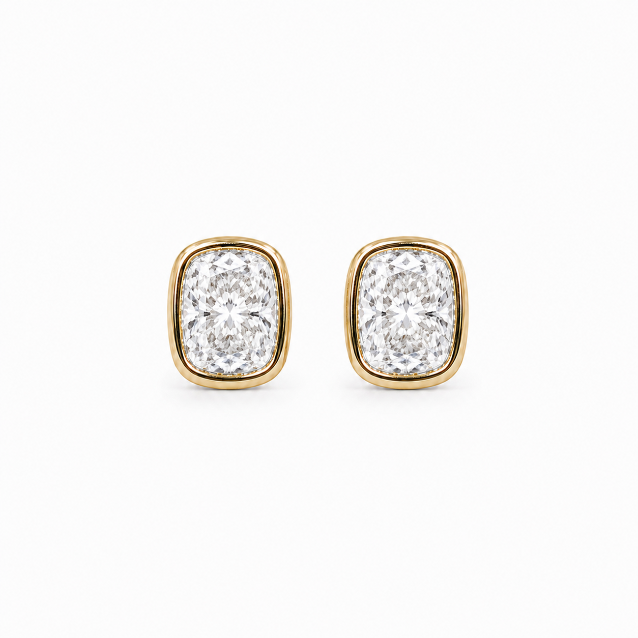 Elongated Cushion Cut Lab Diamond Bezel Stud Earrings
