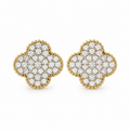 Large Pavè Clover Diamond Studs
