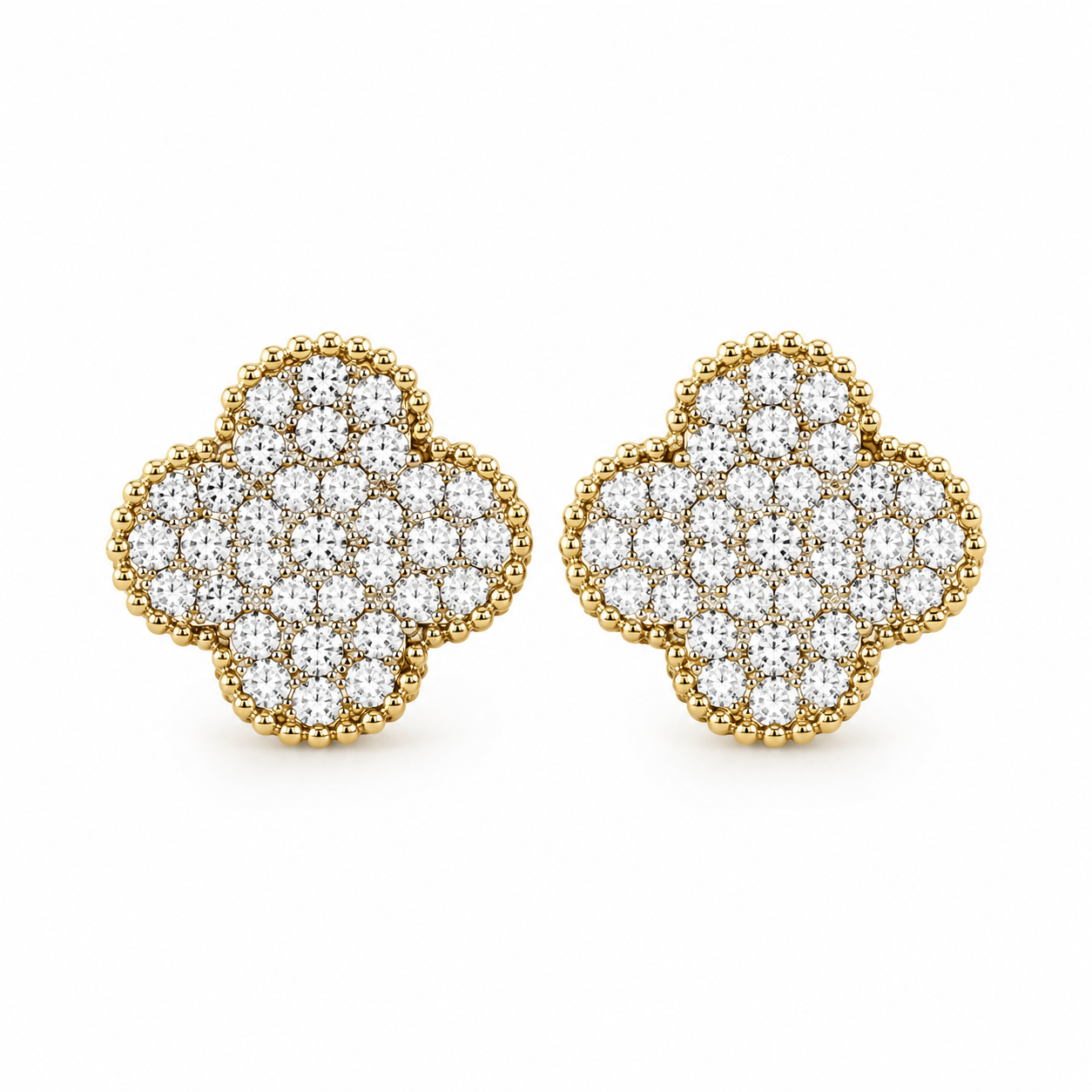 Large Pavè Clover Diamond Studs