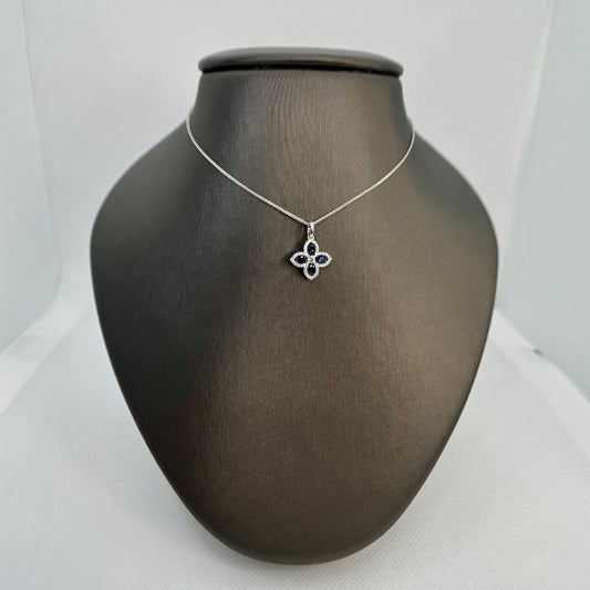 Small Diamond and Sapphire Clover Pendant