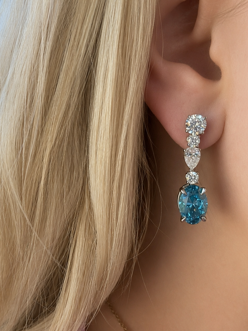 Blue Lab Diamond Drop Earrings
