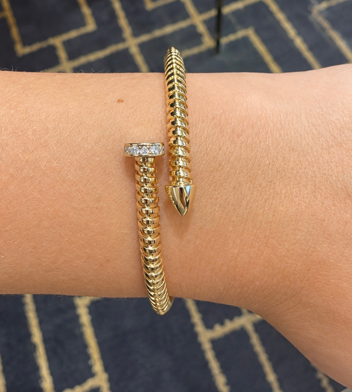 Yellow Gold Diamond Nail Bracelet