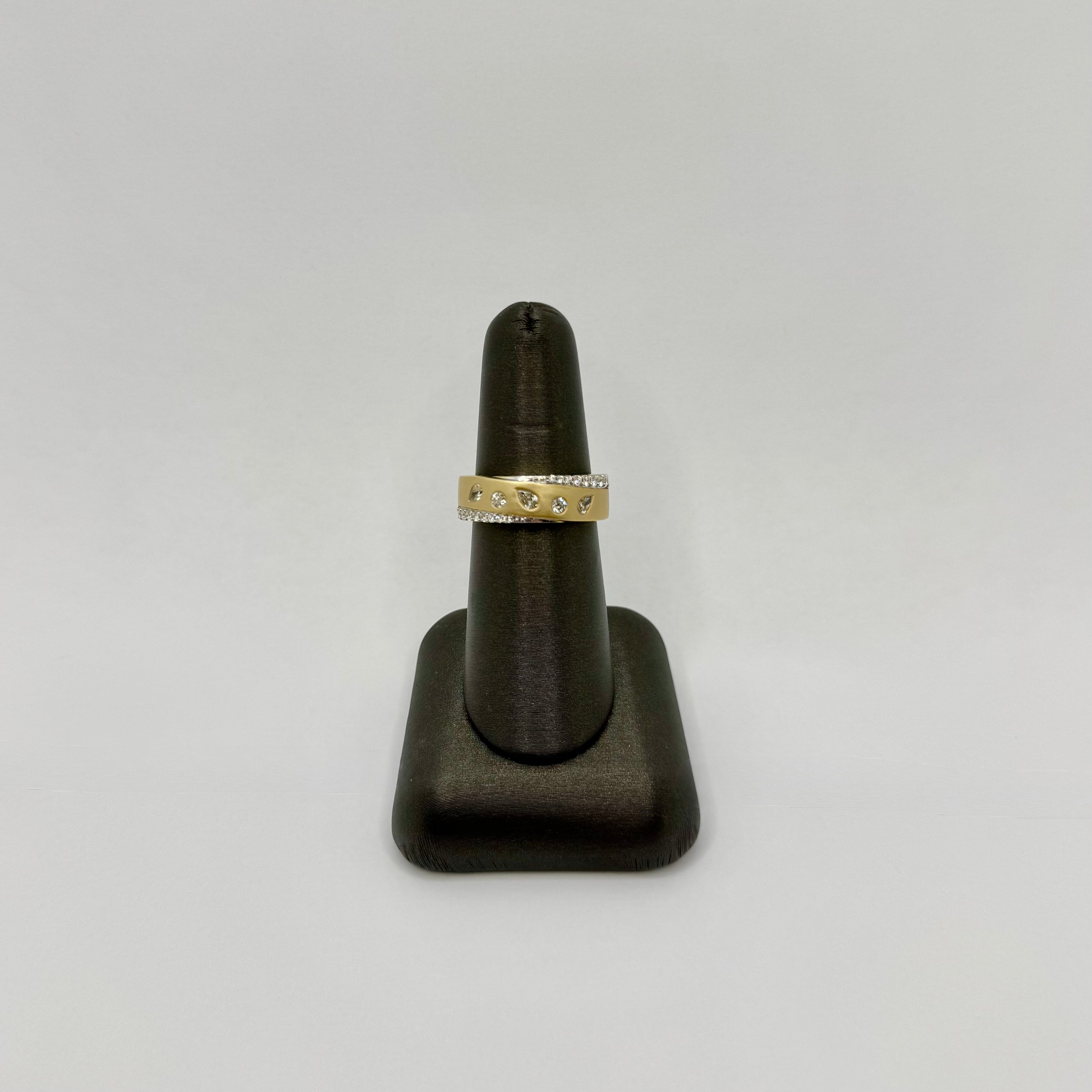 Multi Shape Diamond and Brushed Gold Band