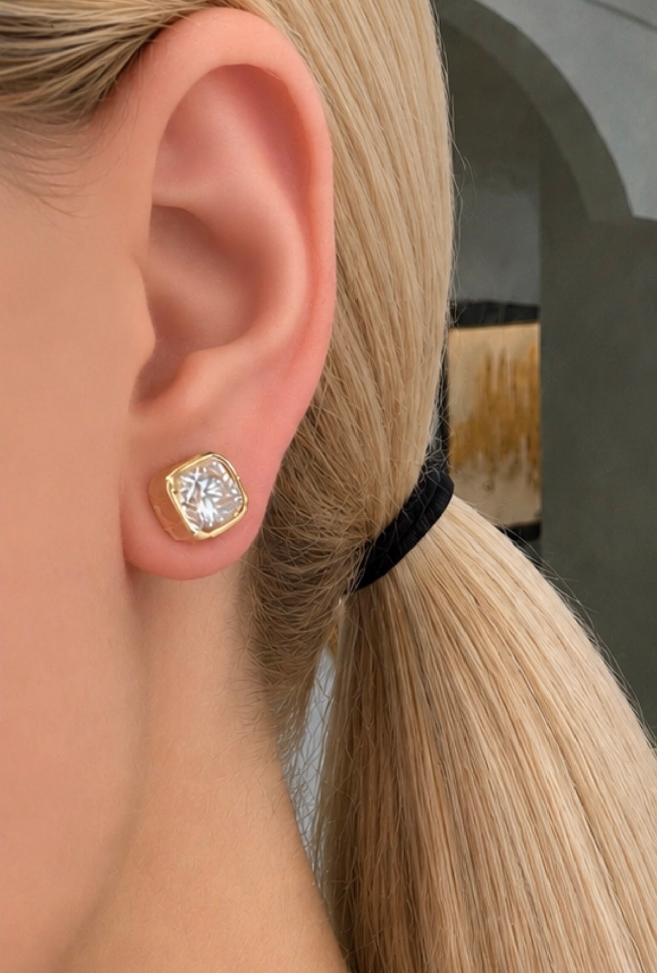 Cushion Cut Lab Diamond Bezel Stud Earrings