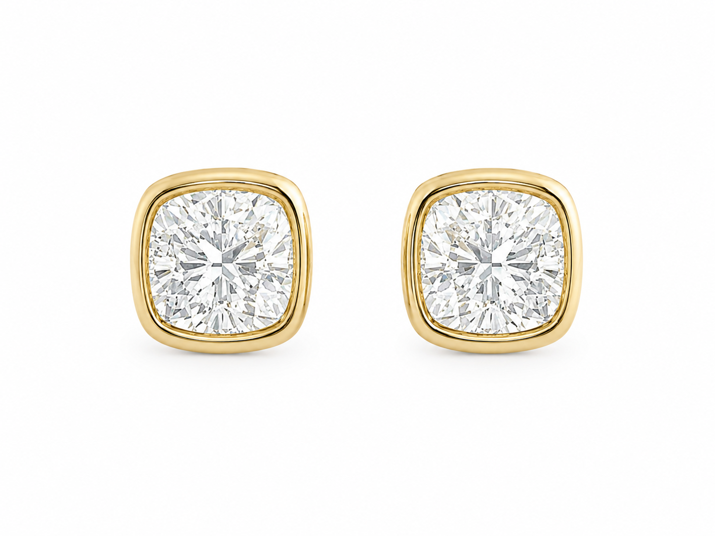 Cushion Cut Lab Diamond Bezel Stud Earrings
