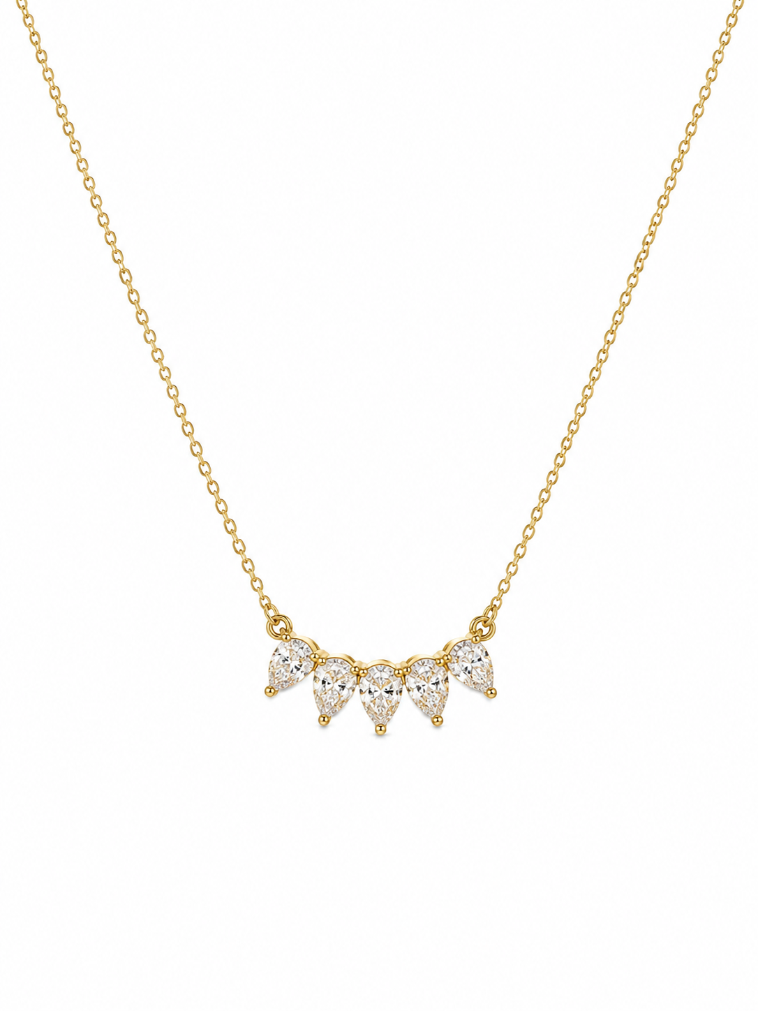 Five Pear Lab Grown Diamond Cluster Necklace