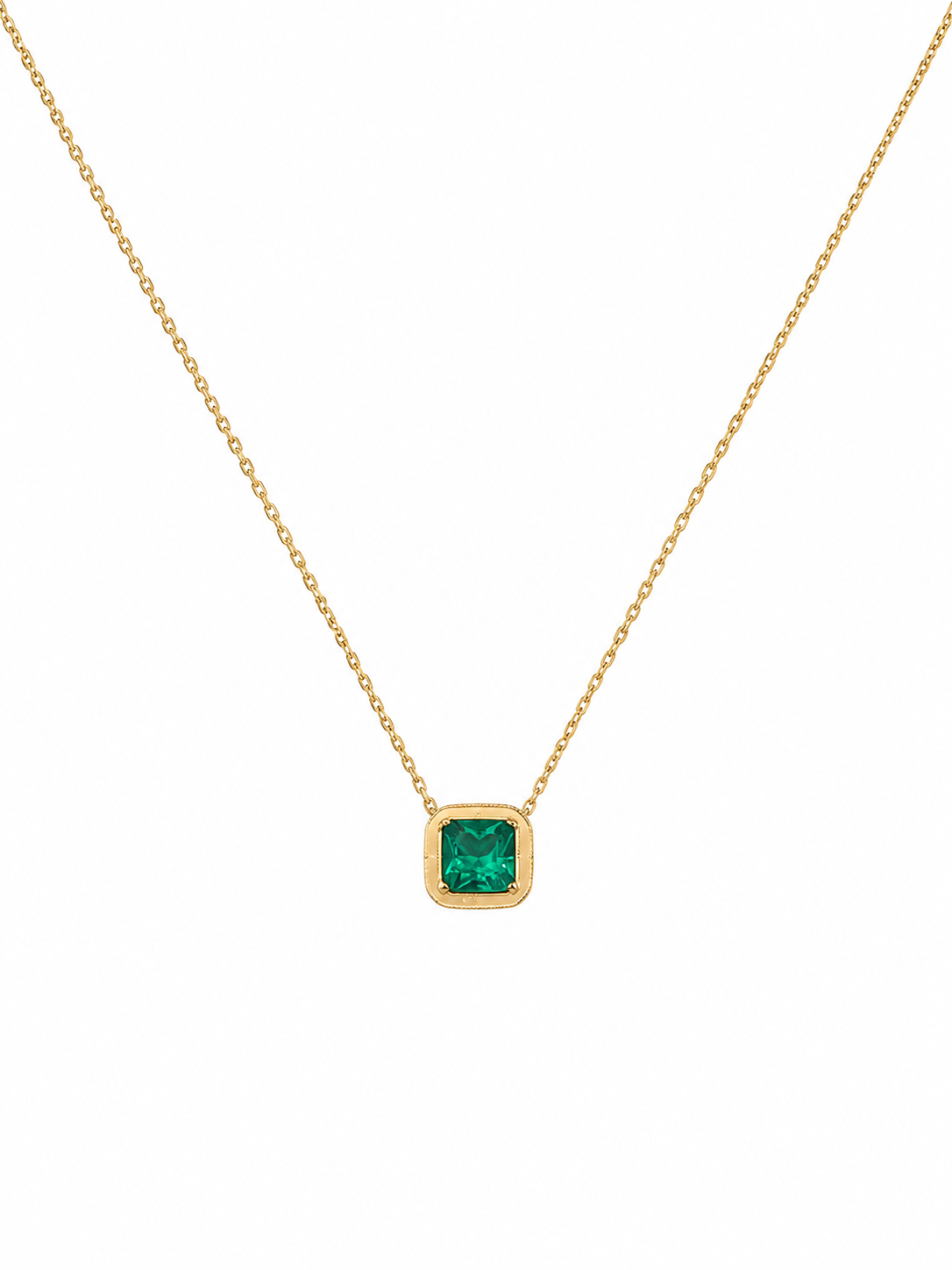 Lab Grown Emerald Bezel Pendant
