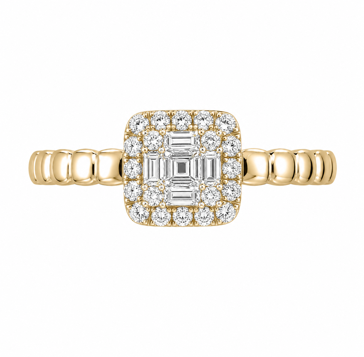 Baguette Diamond Halo Ring