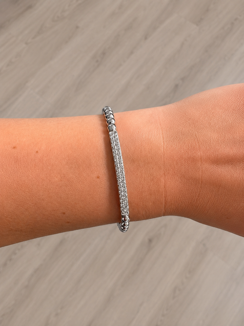 Beaded Pavé Diamond Bar Bracelet