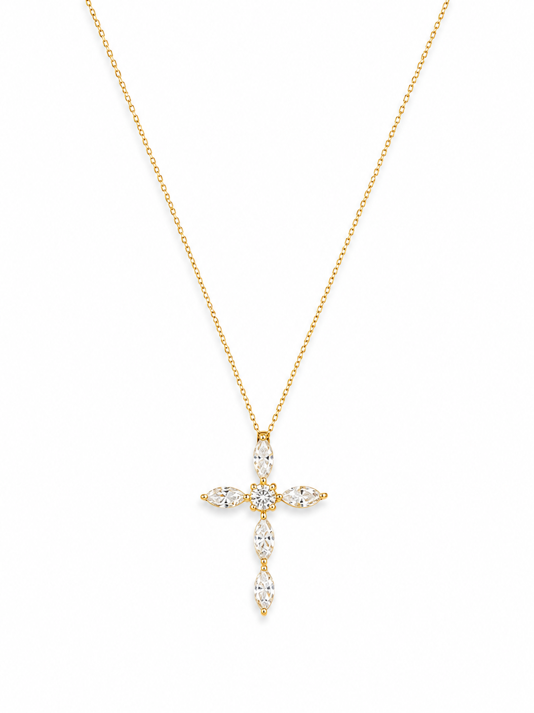 Lab Grown Marquis Diamond Cross Pendant