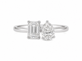 Emerald & Pear Lab Diamond Toi et Moi Ring