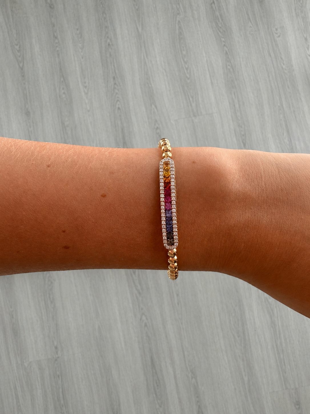 Rose Gold Rainbow Beaded Bracelet