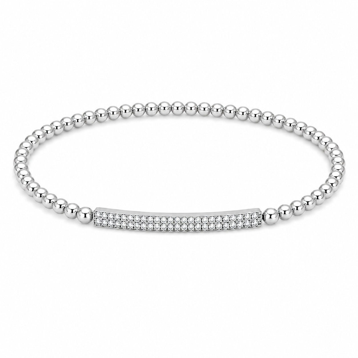Beaded Pavé Diamond Bar Bracelet
