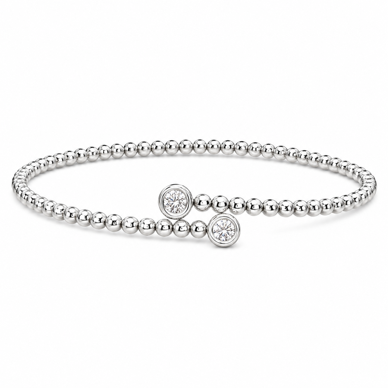 Bezel Diamond Beaded Bangle