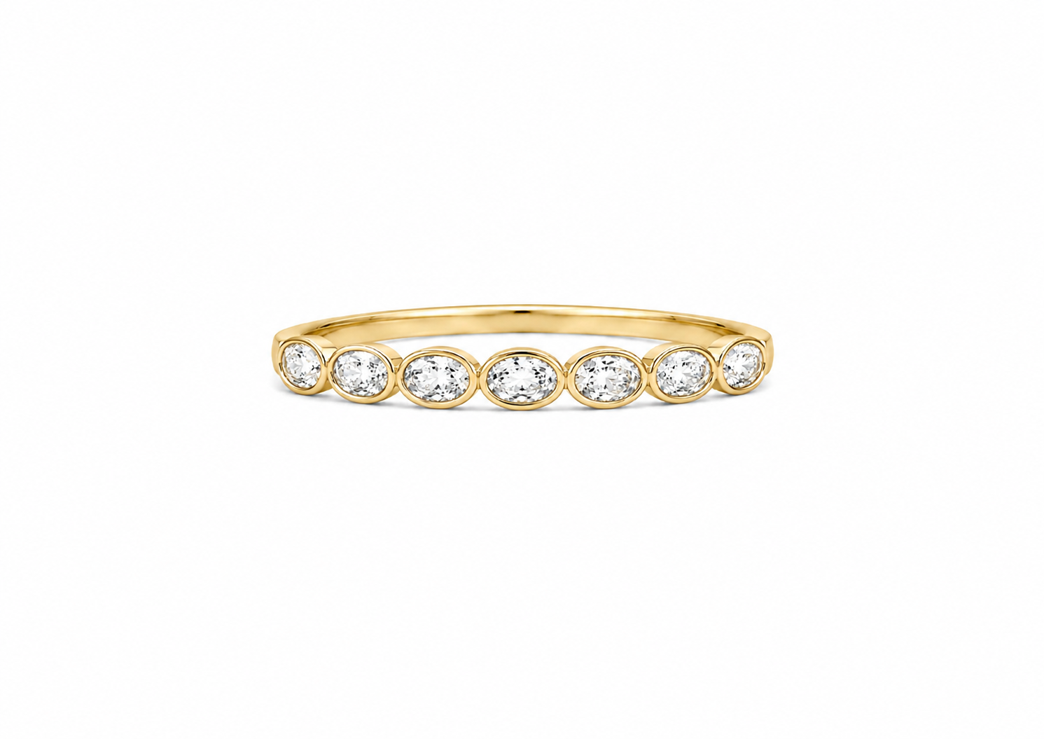 7 Stone Bezel Set Oval Band
