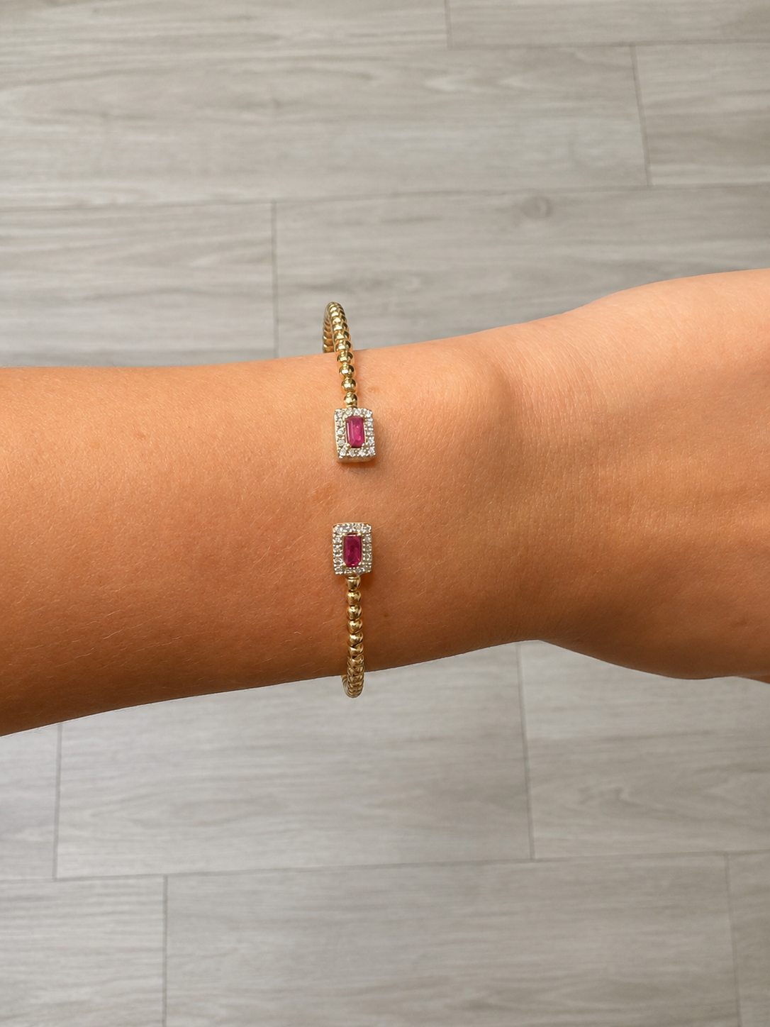 Diamond and Ruby Beaded Cuff