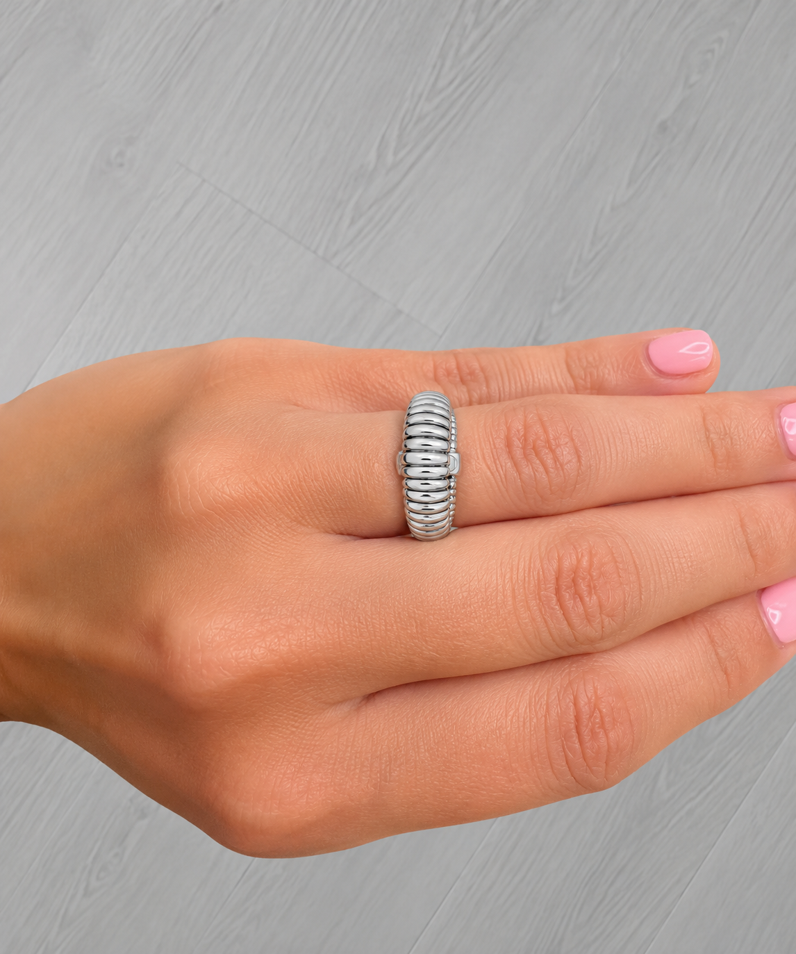 Sterling Silver Ripple Dome Tubogas Ring