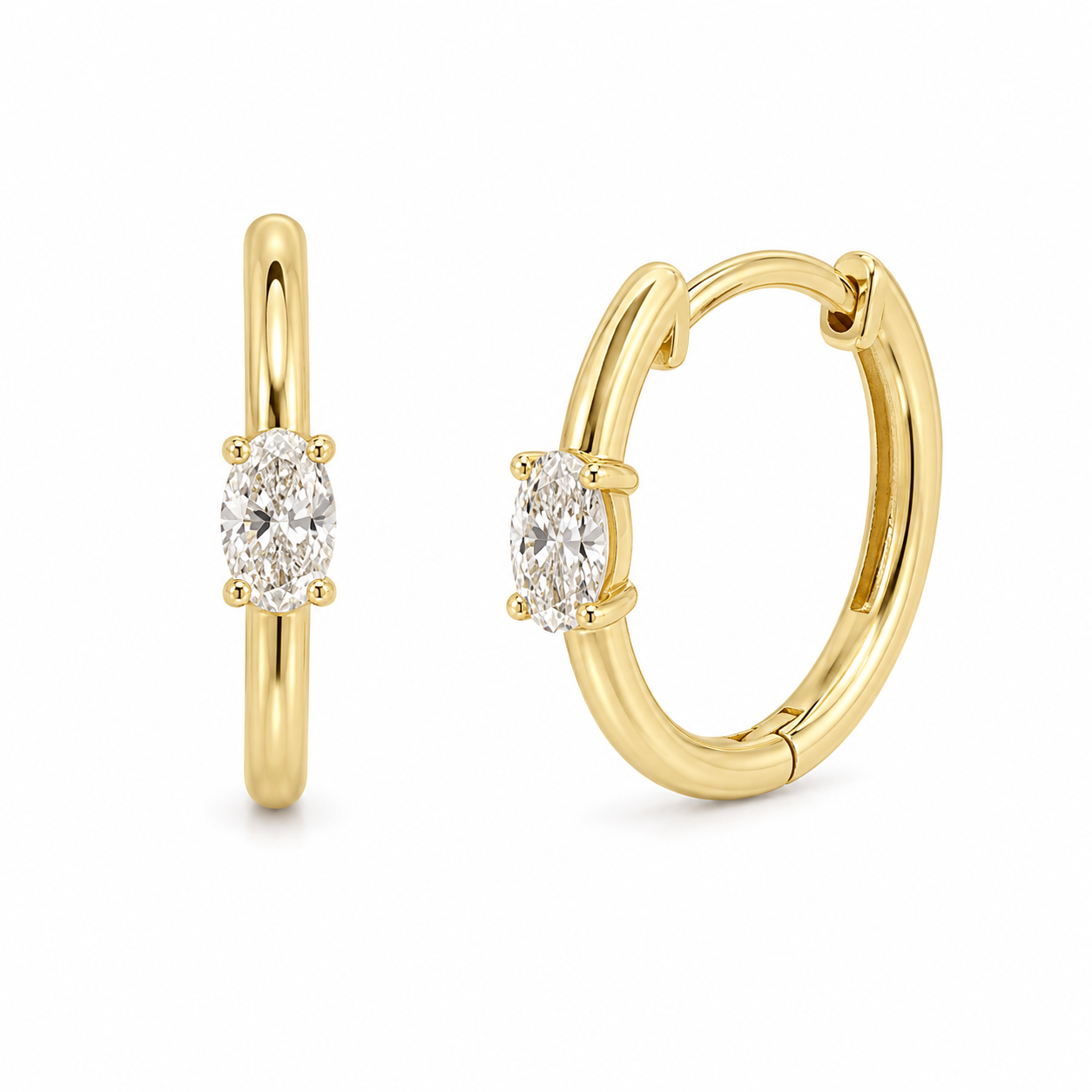 Oval Cut Diamond Huggies