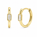 Bezel Emerald-Cut Diamond Huggies